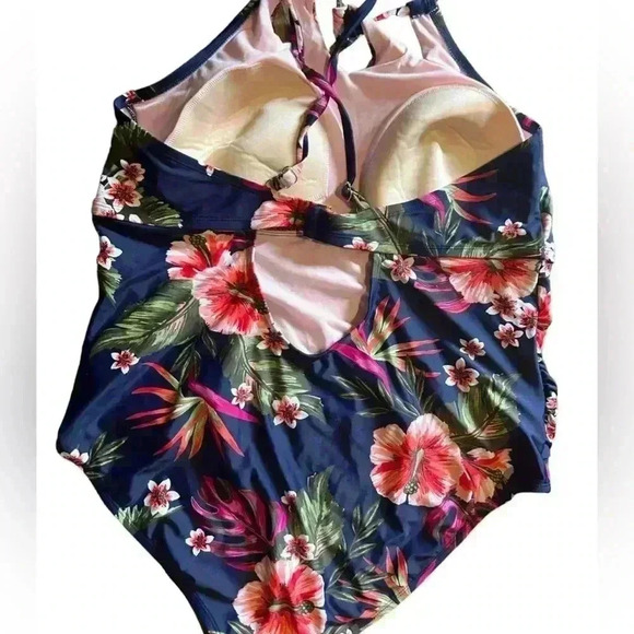 Kona Solβ Navy Blue Floral One Piece Swimsuit, 24 Wide, New! - Picture 6 of 8
